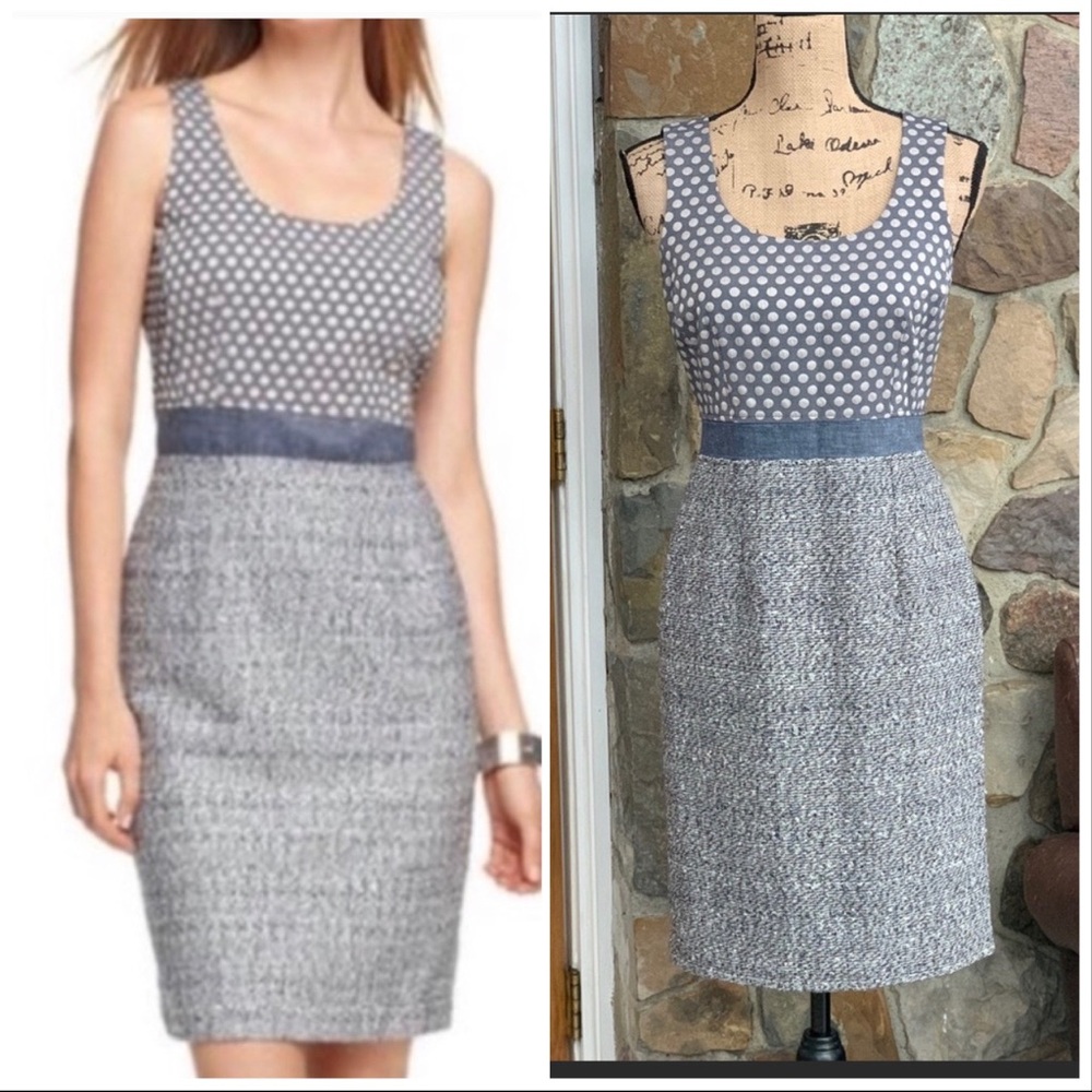 Calvin Klein tweed polka dot chambray dress  4